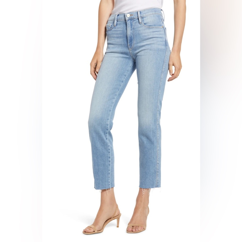 FRAME Le Sylvie High Waist Raw Hem Crop Jeans in Overturn Waist 28
